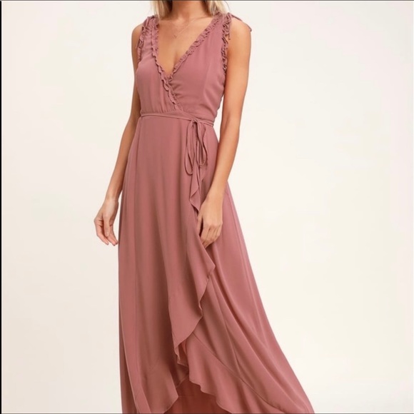NWT, Juliette Mauve Ruffled High-Low Wrap Dress, Size Medium - Picture 5 of 5